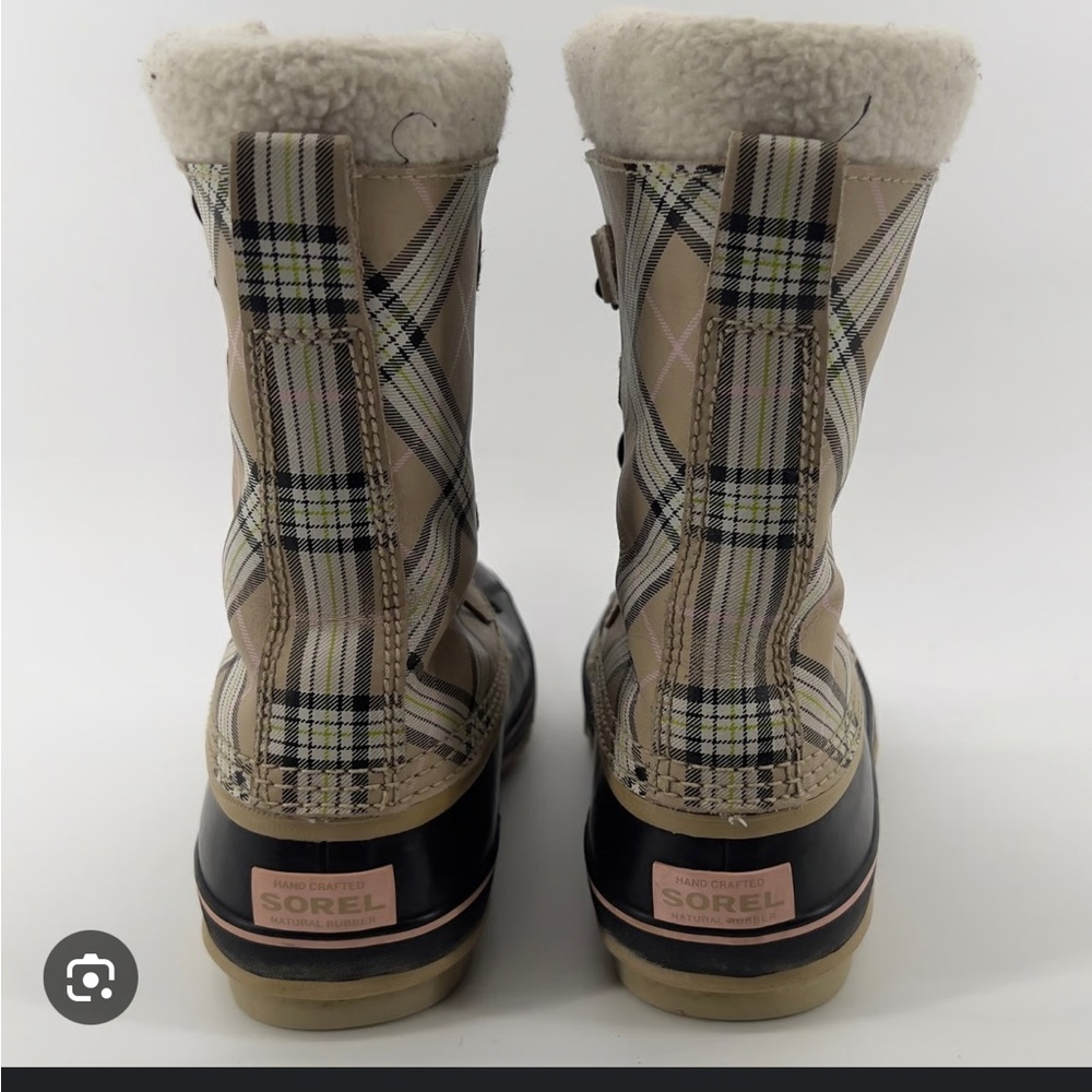 Sorel Women's Checkered Winter Boots - Beige and Black
